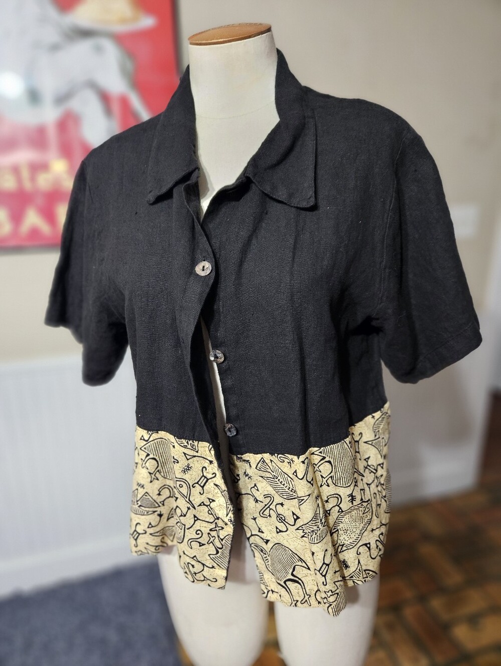 Vtg 90s CC Collection Linen Top Medium